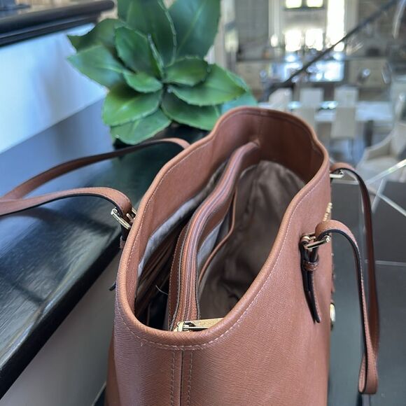 Michael Kors Genuine Leather Jet Set Tote Shoulder Bag Brown - Picture 12 of 15